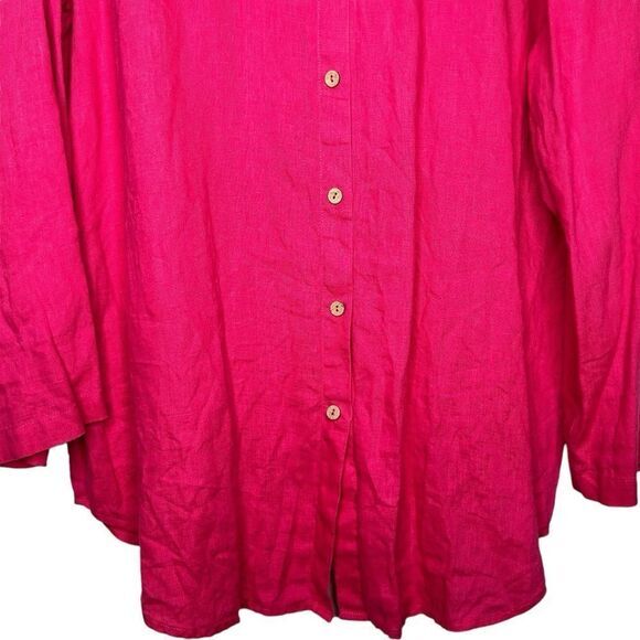 Soft Surroundings Linen Pink full Button Front 100% Linen top Size XL - Picture 3 of 9
